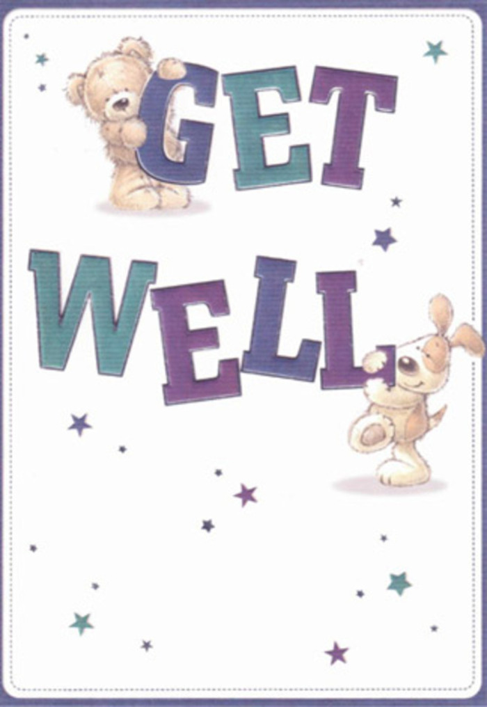 This get well card becomes a celebration of optimism, grounded in the welcoming spirit of Westminster. The illustrations feature a pair of steadfast companions-a bear and a puppy-sharing earnest encouragement as stars dance above them, releasing a flurry of goodwill over the card. The 'Get Well' text, bold and shaded in joyful purples and aquas, brings cheer reminiscent of springtime displays at the Church Street market stalls. The subtle textures evoke the softness of the bear's fur and the smooth velvet of the puppy's ears, adding dimension that engages the senses beyond mere sight. Paired with a bouquet from a Westminster florist, this card enhances the expression of care-its light, uplifting design suitable for young and old alike, and its sincere message echoing the neighbourly compassion found along Victoria Embankment or in the cozy atmosphere of local cafés. Ideal for delivering heartfelt wishes to anyone in need of encouragement within the city's centre, this card radiates positivity with every brushstroke and letter.